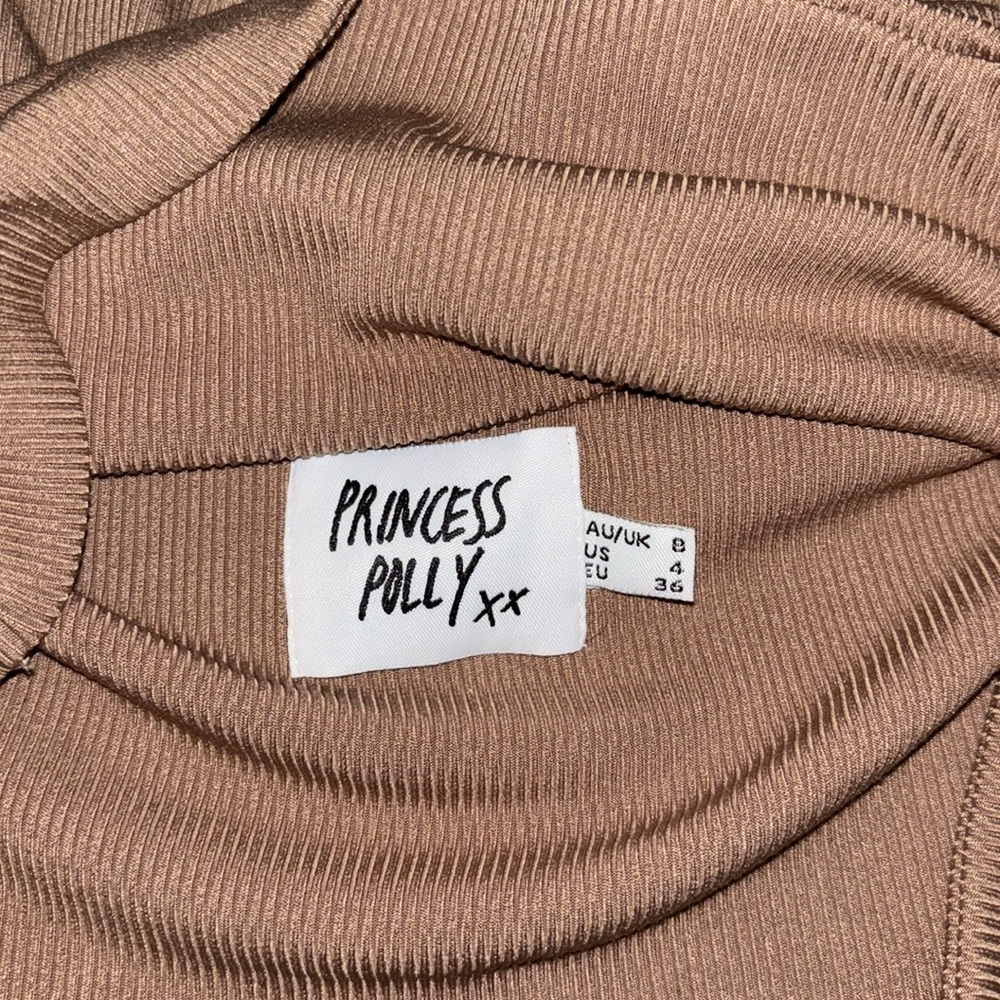 Princess Polly Tan Ribbed Halter Top - Picture 3 of 5